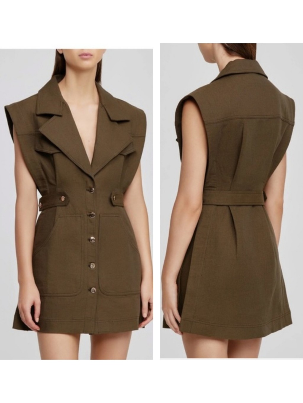Acler Walter Cargo Dress Green Utility Military Forest Green Size 4